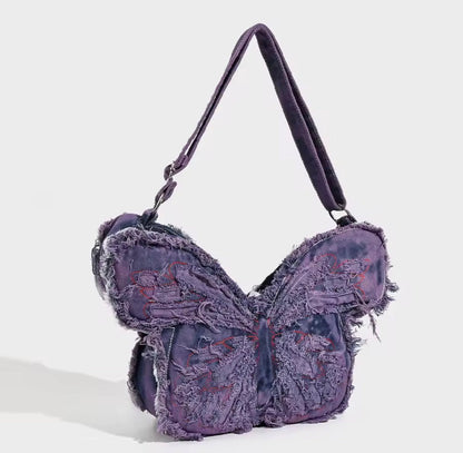 Denim Butterfly Bag - Mauve